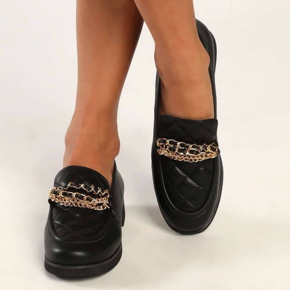 Trinitie Black Flatform Loafers